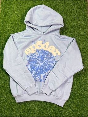 Sp5der hoodie Light Lavender Spider Web Graphic Hoodie